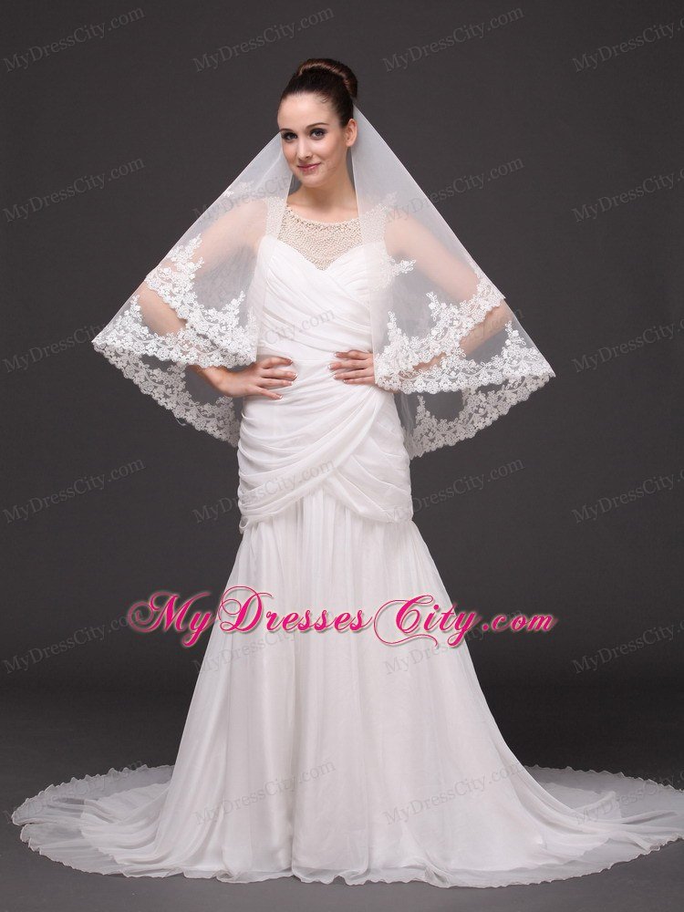 Two-tier Tulle With Appliques Elbow Length Veil