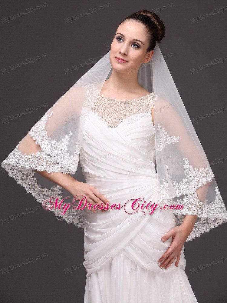 Two-tier Tulle With Appliques Elbow Length Veil