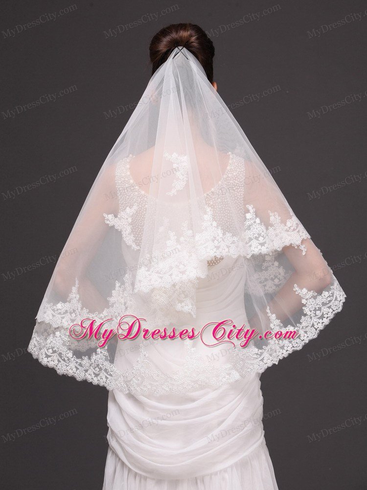 Two-tier Tulle With Appliques Elbow Length Veil