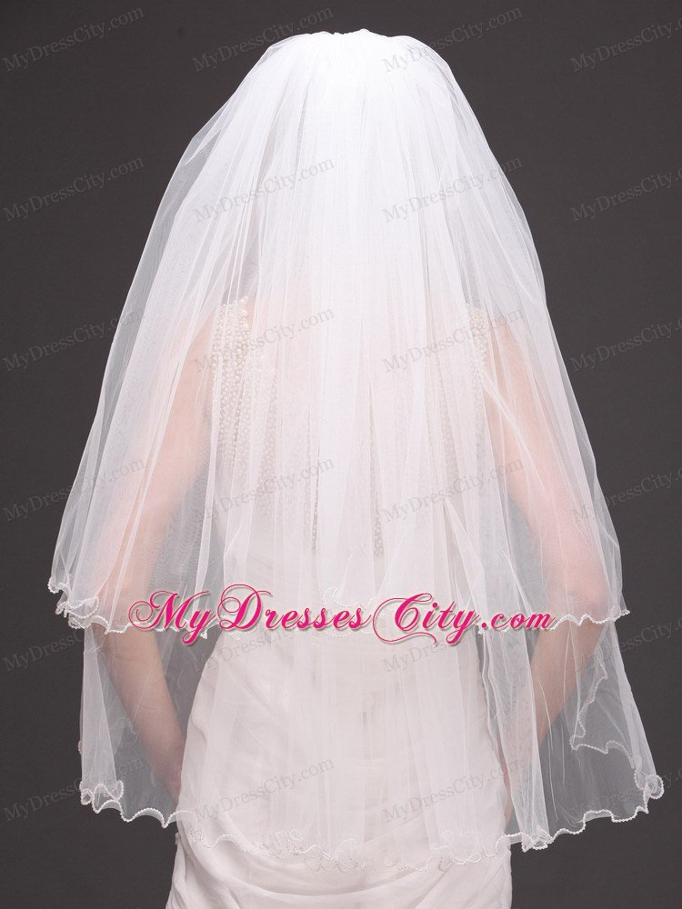 Two-tier Tulle White Ribbon Edge For Bridal Veil