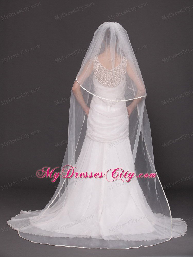 Two-tier Tulle White Chapel-length Bridal Veils