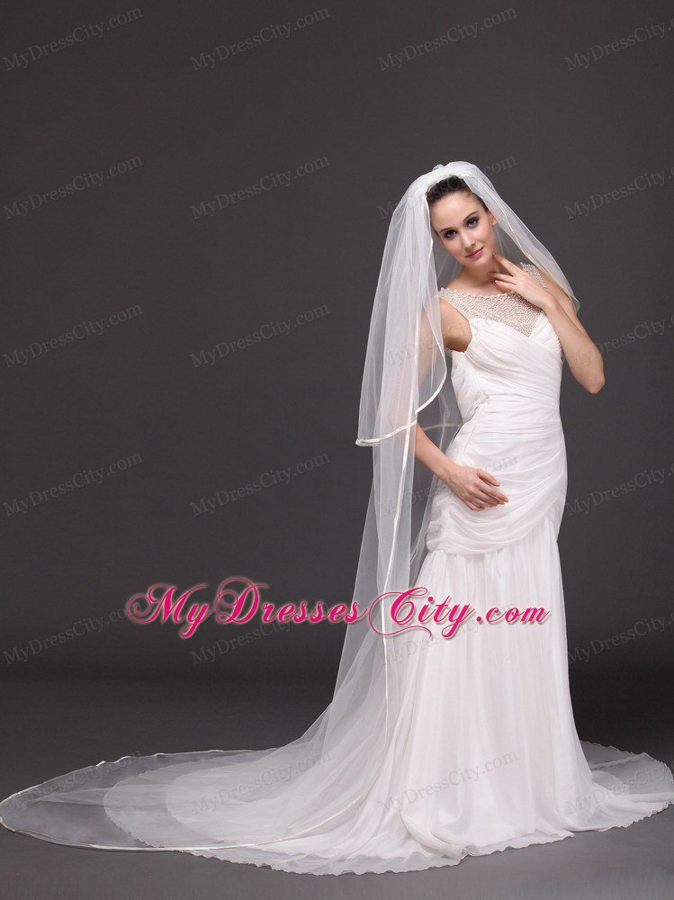 Two-tier Tulle White Chapel-length Bridal Veils