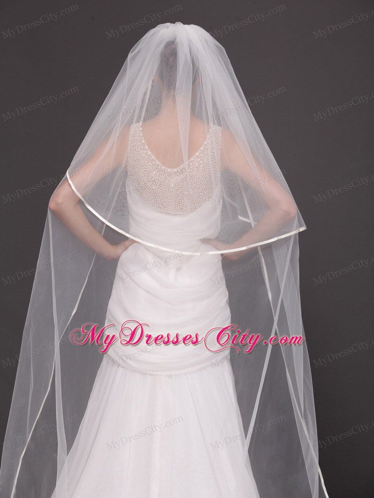 Two-tier Tulle White Chapel-length Bridal Veils