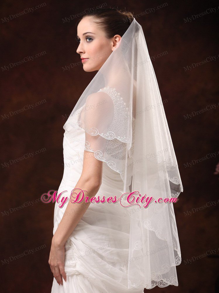 Two-tier Tulle With Embroidery For Graceful Wedding