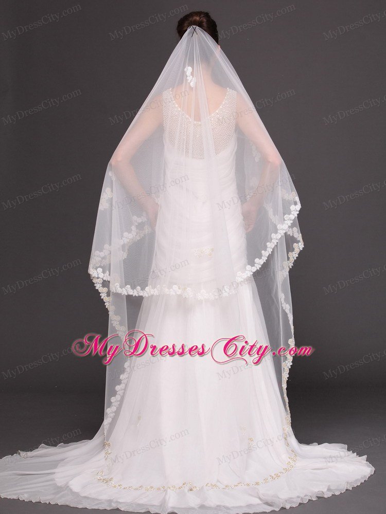 Two-tier Lace For Bridal Veil For Wedding