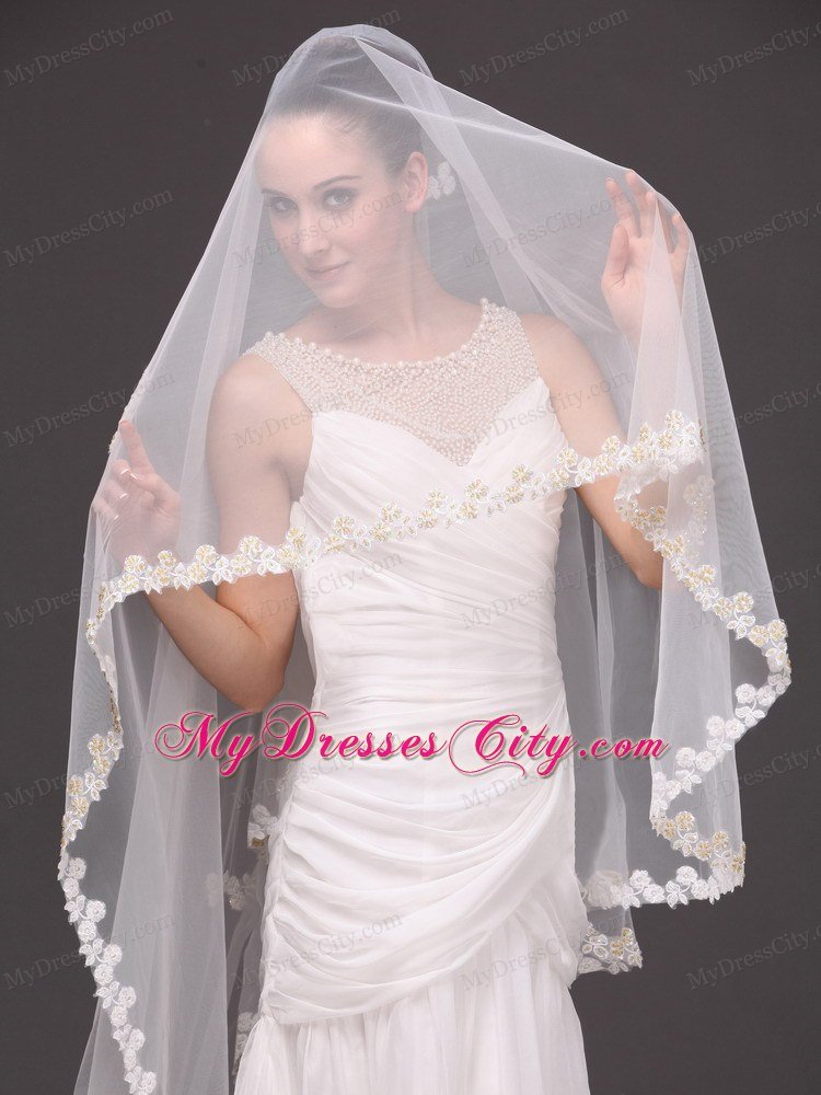 Two-tier Lace For Bridal Veil For Wedding