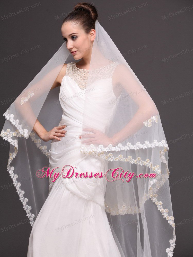 Two-tier Lace For Bridal Veil For Wedding