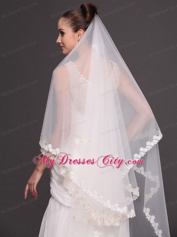 Two-tier Lace For Bridal Veil For Wedding