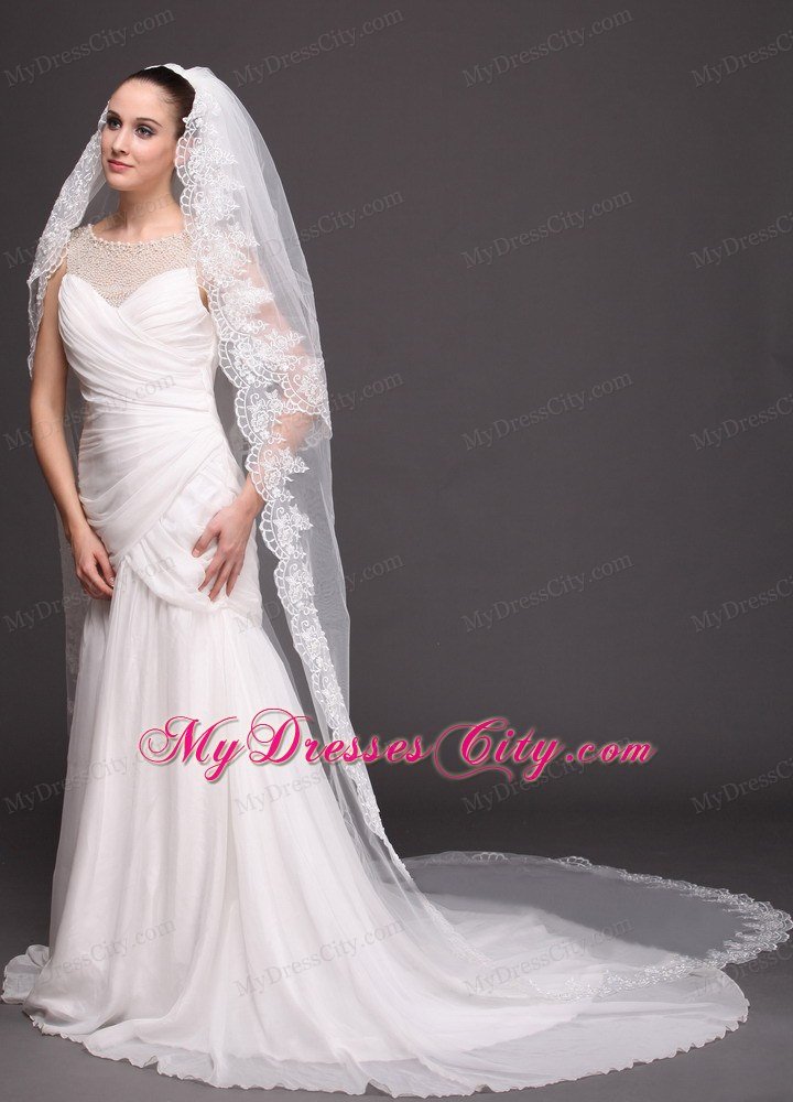 Bridal Veils For Wedding With Two-tier Lace