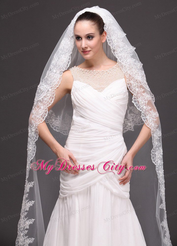 Bridal Veils For Wedding With Two-tier Lace