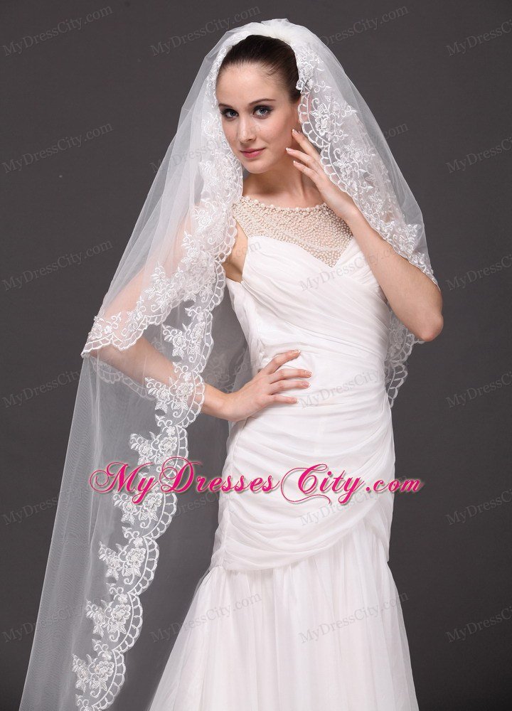 Bridal Veils For Wedding With Two-tier Lace