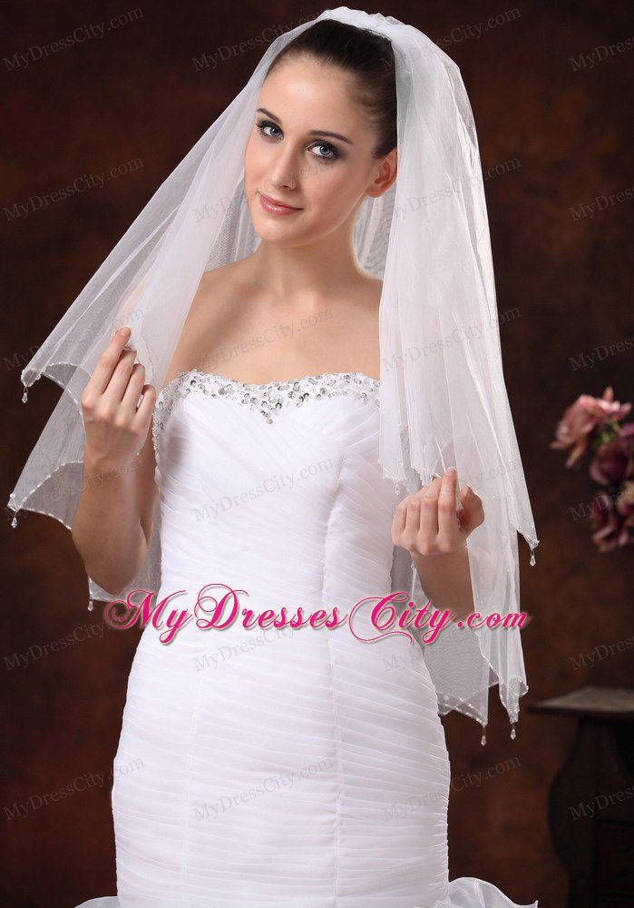 Beautiful Beading Tulle Bridal Veil For Wedding