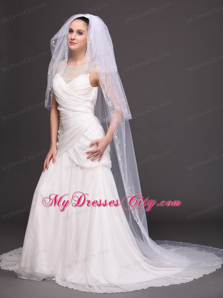 Three-tier and Embroidery Bridal Veils For Wedding