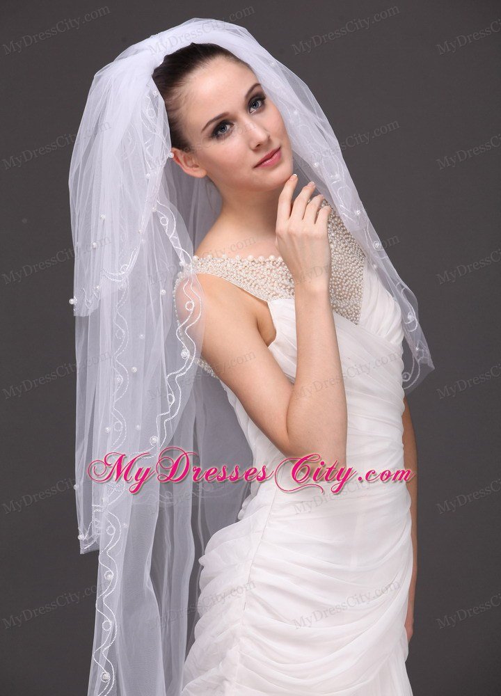 Three-tier and Embroidery Bridal Veils For Wedding