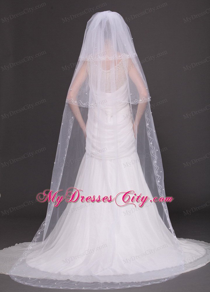 Three-tier and Embroidery Bridal Veils For Wedding