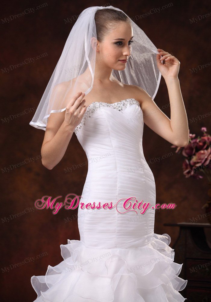 Taffeta Trim Edge Discount Tulle Bridal Veils For Wedding