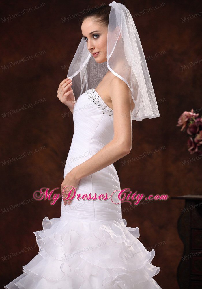 Taffeta Trim Edge Discount Tulle Bridal Veils For Wedding