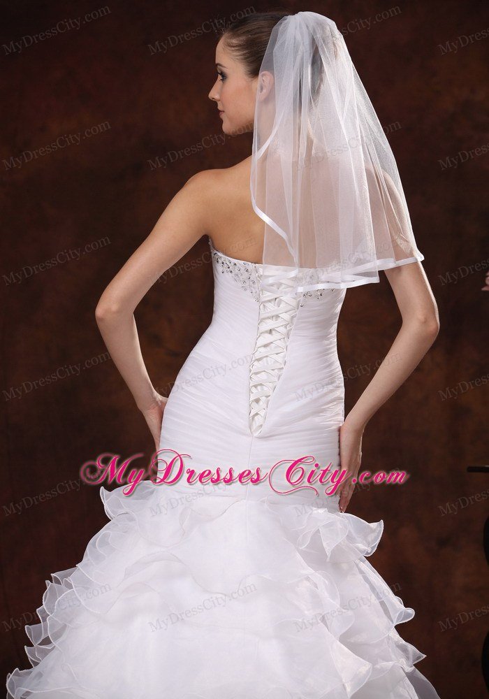 Taffeta Trim Edge Discount Tulle Bridal Veils For Wedding