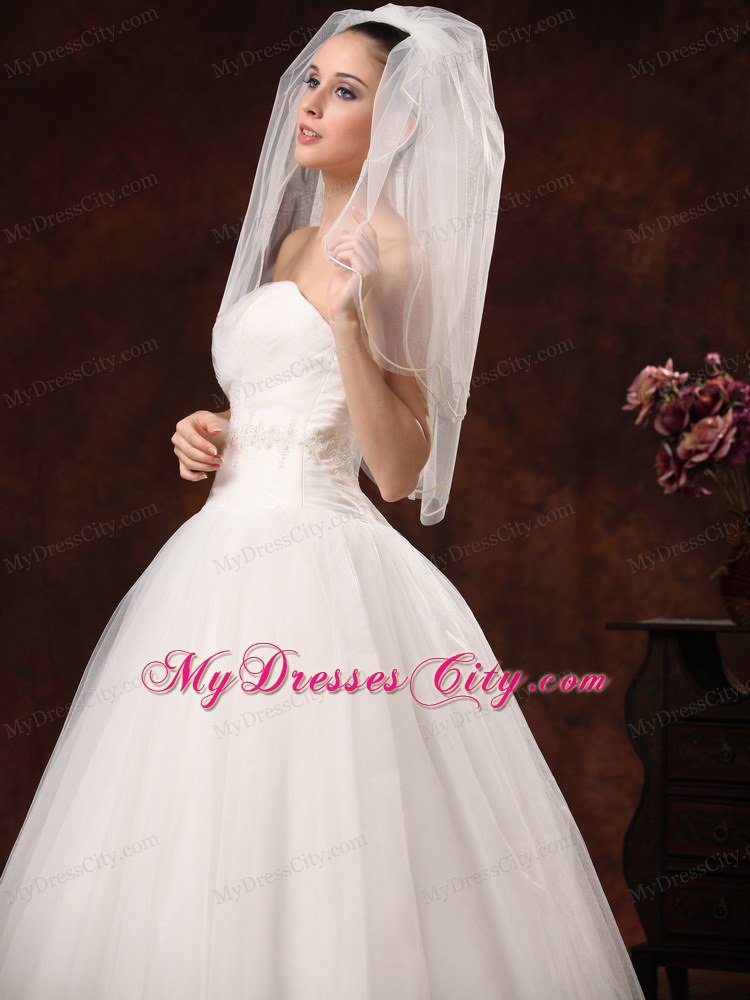 2 Layers Graceful Tulle Ribbon Edge Wedding Veil