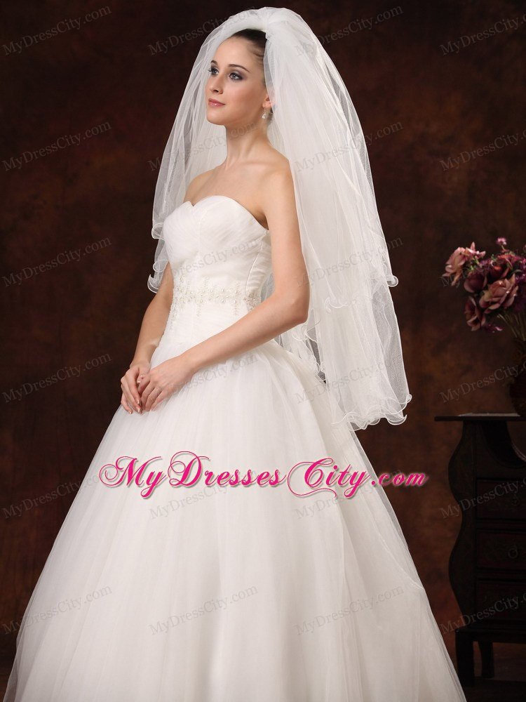 Inspired Layer Ribbon Edge Organza Bridal Veil