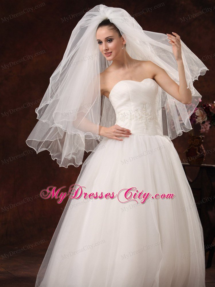 Inspired Layer Ribbon Edge Organza Bridal Veil