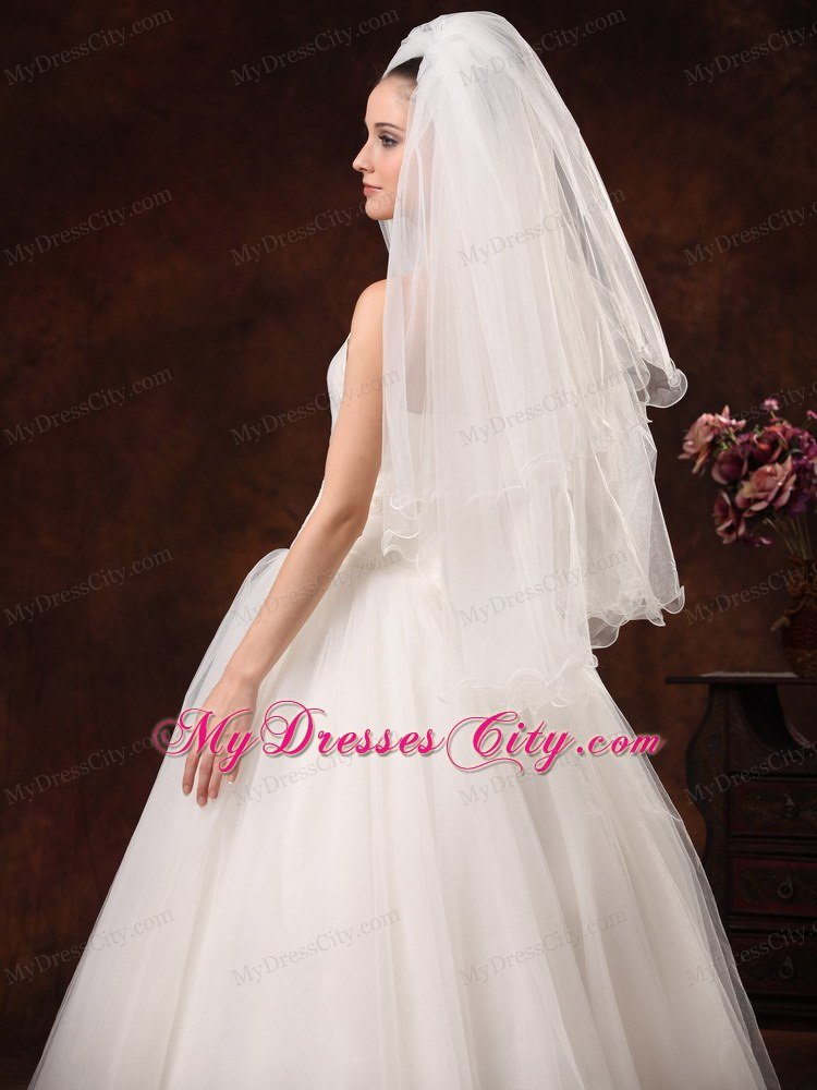 Inspired Layer Ribbon Edge Organza Bridal Veil