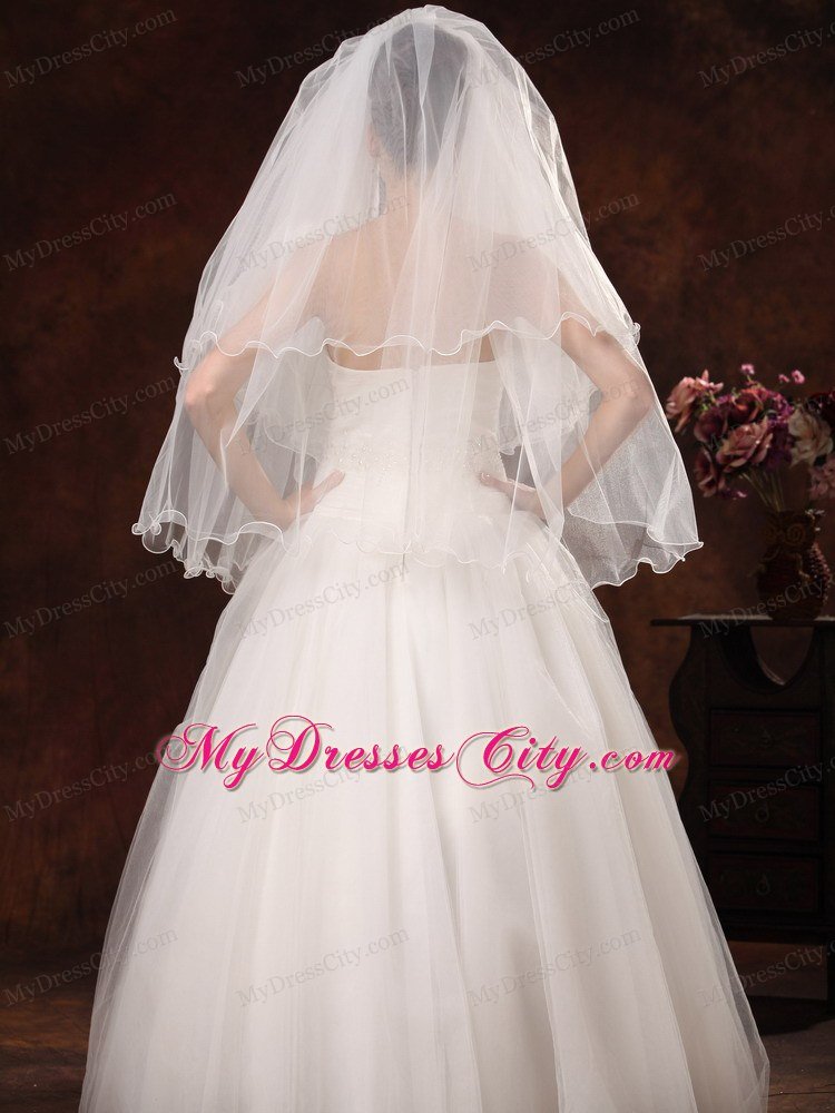 Inspired Layer Ribbon Edge Organza Bridal Veil