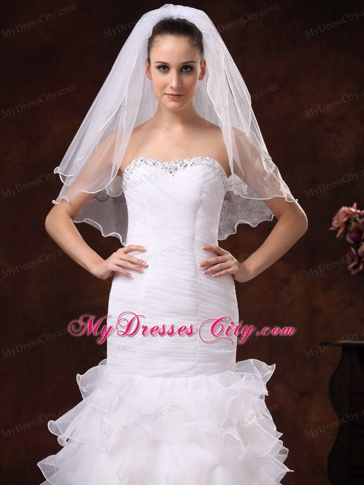 Tulle Ribbon Edge Bridal Veil For Wedding