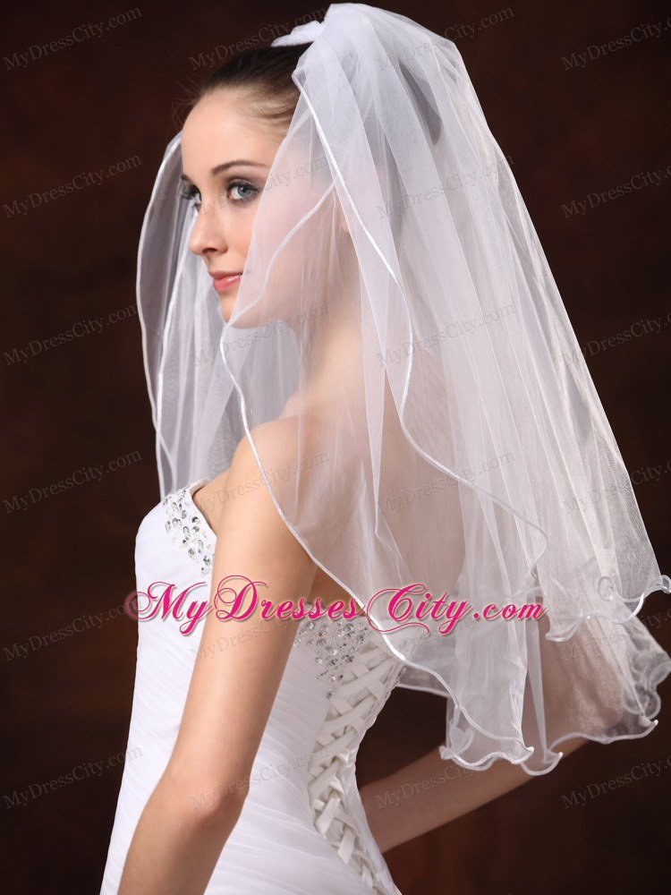 Tulle Ribbon Edge Bridal Veil For Wedding