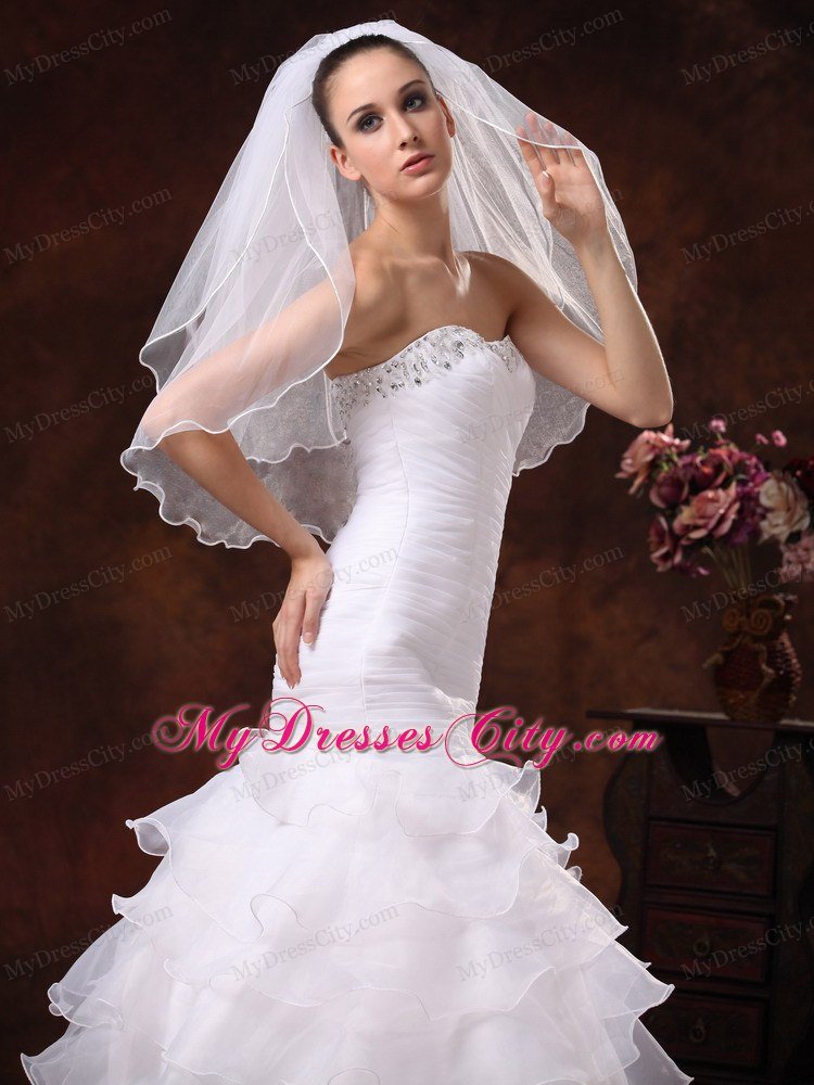 Tulle Ribbon Edge Bridal Veil For Wedding