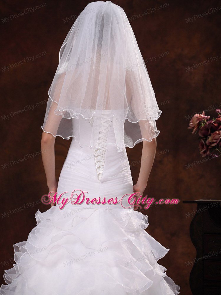 Tulle Ribbon Edge Bridal Veil For Wedding