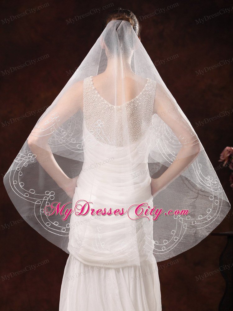 Fairy Embroidery Organza Wedding Veil