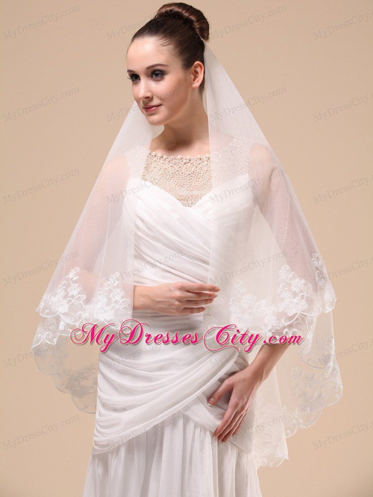 Lace Appliques Tulle Graceful Wedding Veil