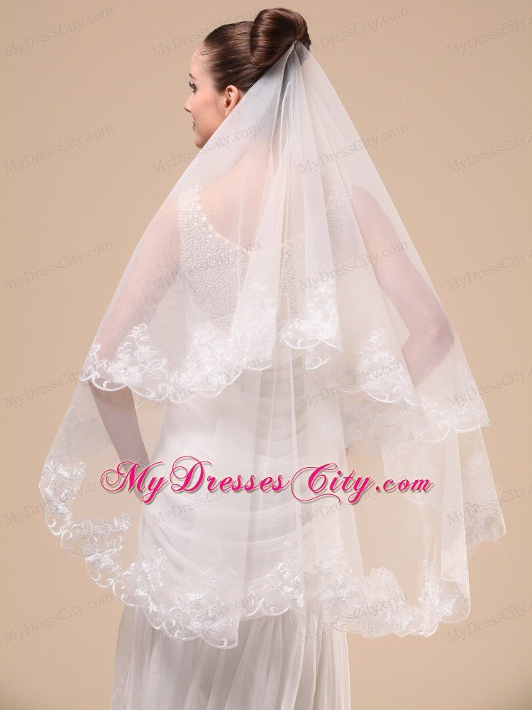 Lace Appliques Tulle Graceful Wedding Veil