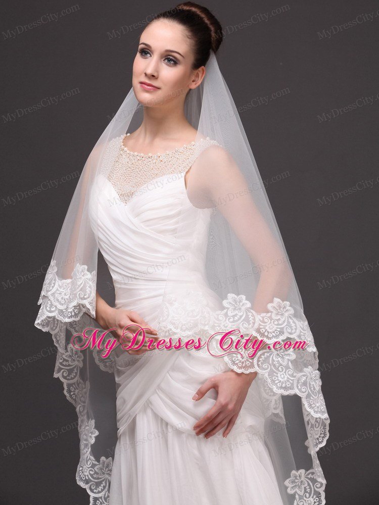 Lace Appliques Tulle Graceful Wedding Veil