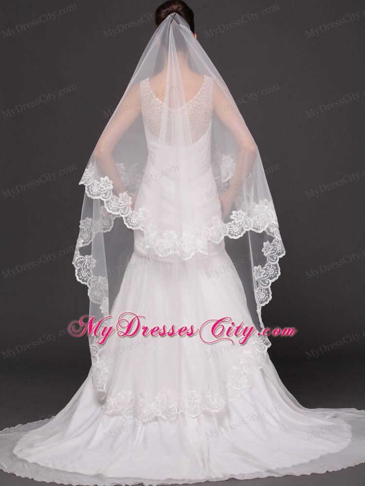 Lace Appliques Tulle Graceful Wedding Veil