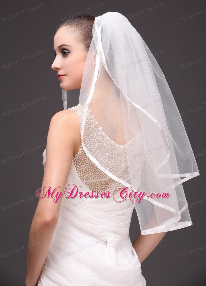 Two-tier Tulle With Ribbon Edge Wedding Veil