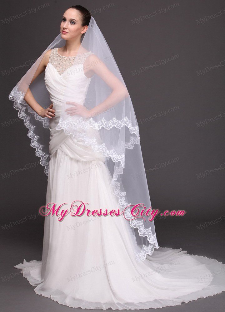 Two-tier Tulle With Lace Appliques Bridal Veil