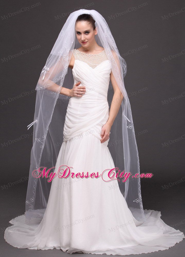 Three-tier Tulle Embroidery Bridal Veil