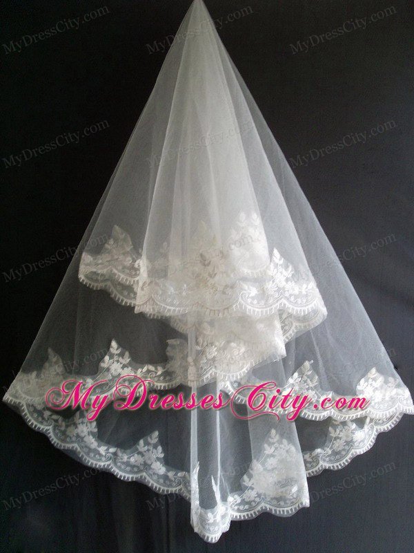 Lace Appliques Tulle Beautiful Wedding Veil