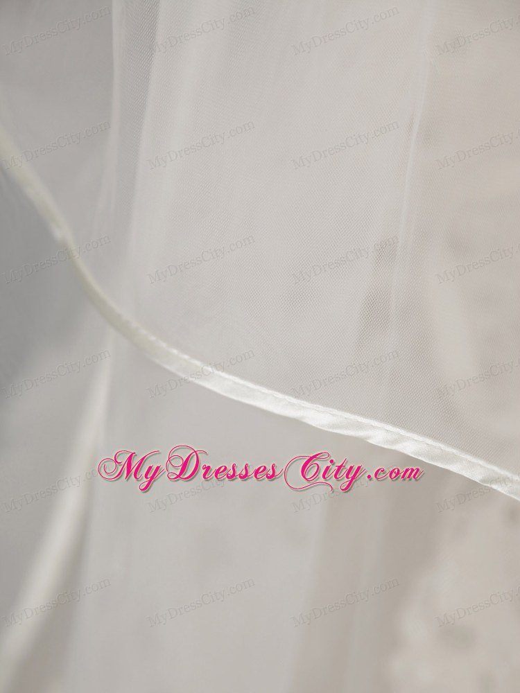 Inspired Layer Ribbon Edge Organza Bridal Veil