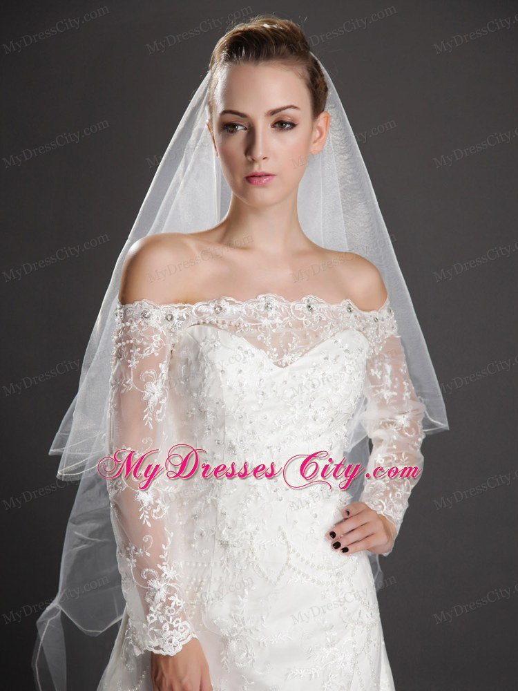 Inspired Layer Ribbon Edge Organza Bridal Veil