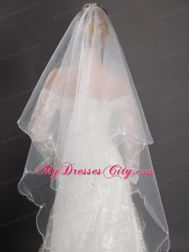 Inspired Layer Ribbon Edge Organza Bridal Veil