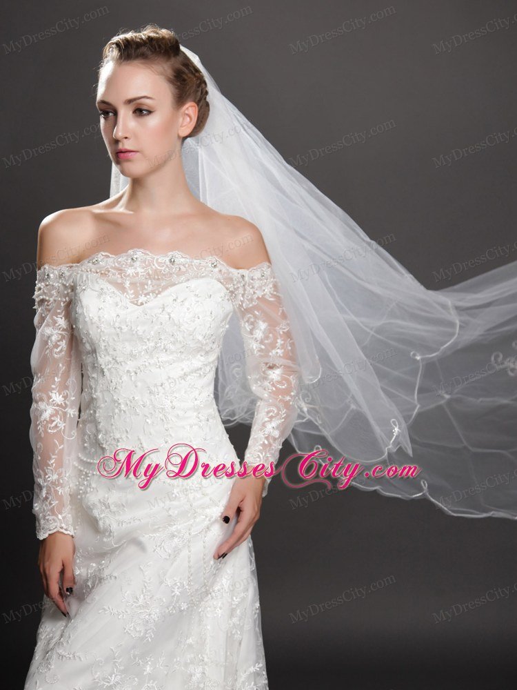 Inspired Layer Ribbon Edge Organza Bridal Veil