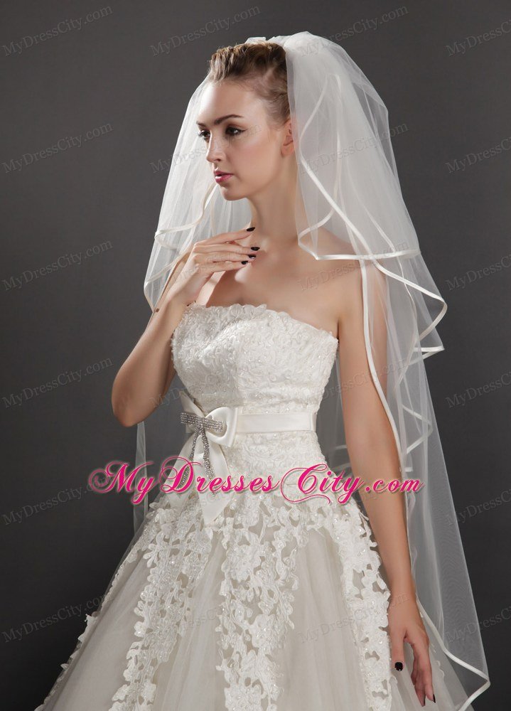 Four-tier Tulle Ribbon Edge Wedding Veil On Sale