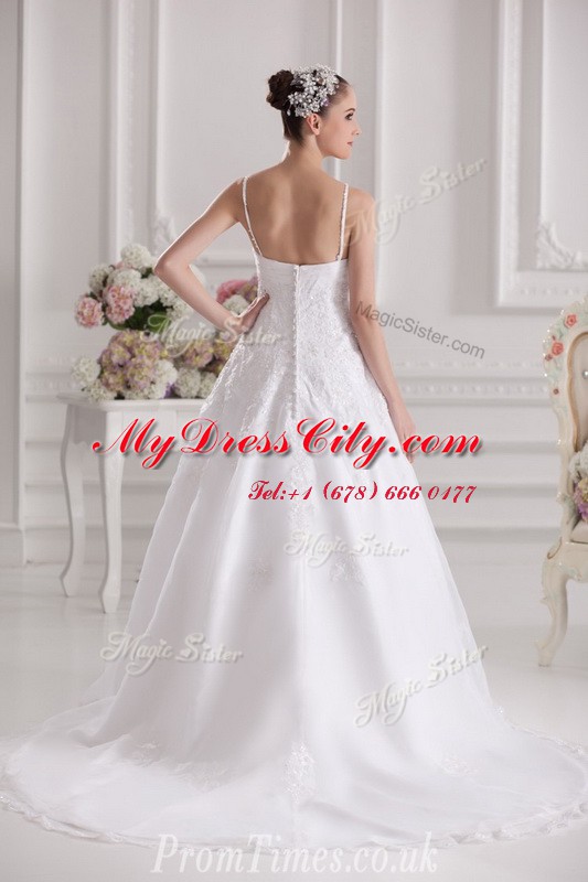 Adorable Sleeveless Brush Train Zipper Beading and Lace and Appliques Wedding Gowns