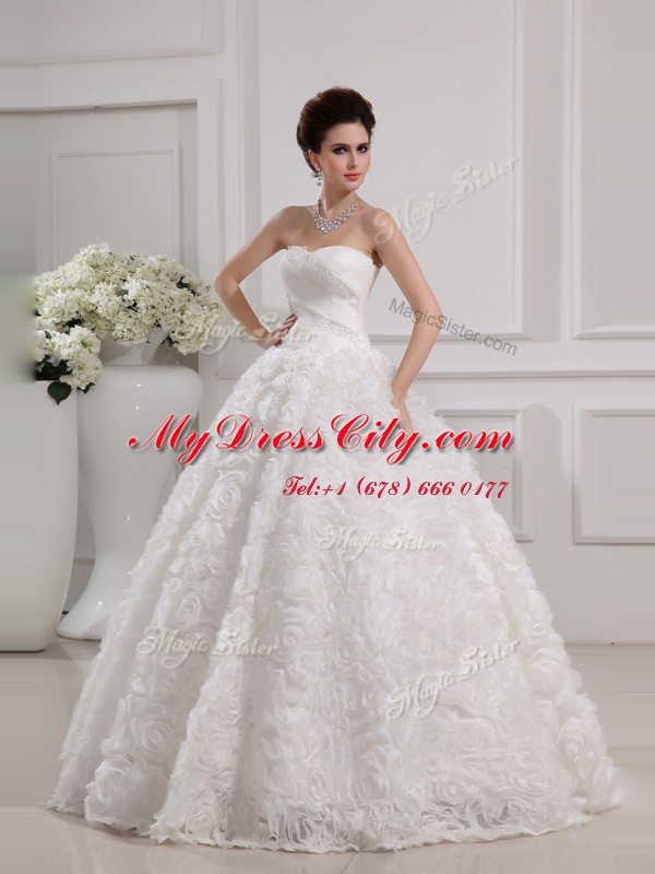 Extravagant Sleeveless Lace Lace Up Wedding Gowns