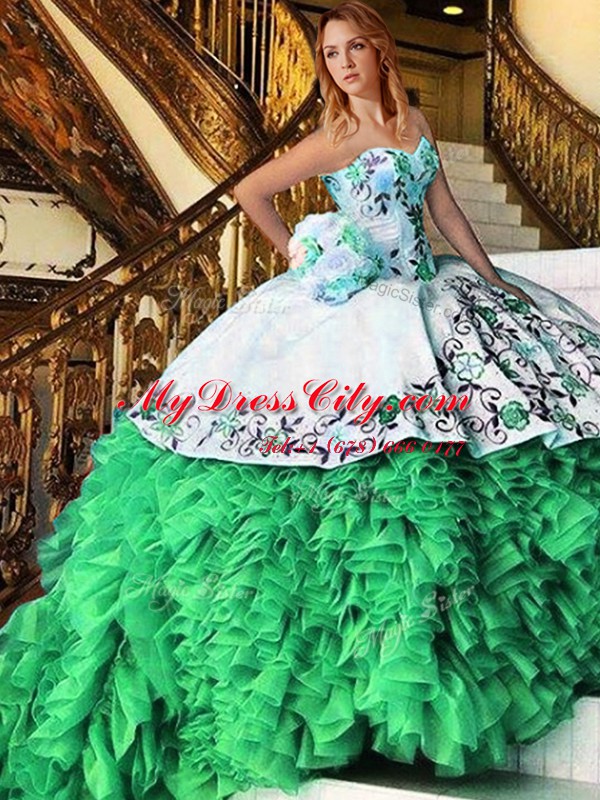 Ball Gowns Quinceanera Gowns Sweetheart Organza Sleeveless Floor Length Lace Up