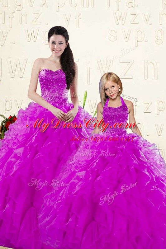 Classical Floor Length Ball Gowns Sleeveless Purple Sweet 16 Dress Lace Up