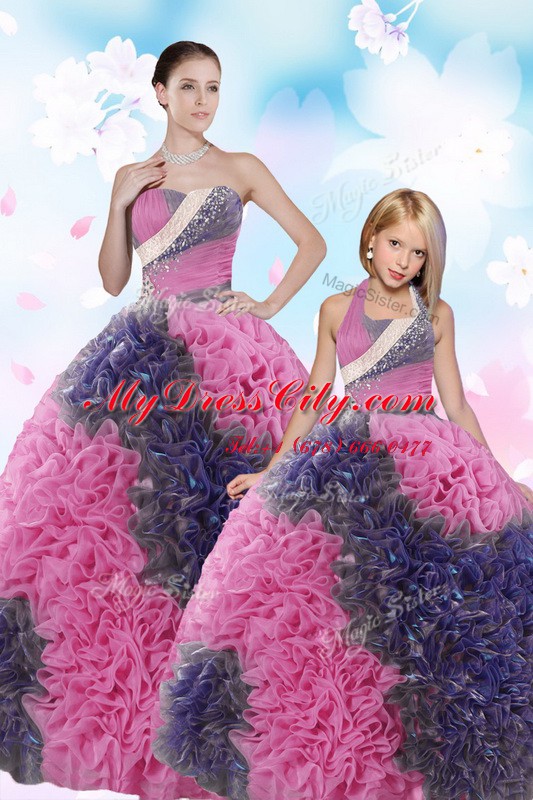 Sleeveless Sequins and Pick Ups Lace Up 15 Quinceanera Dress